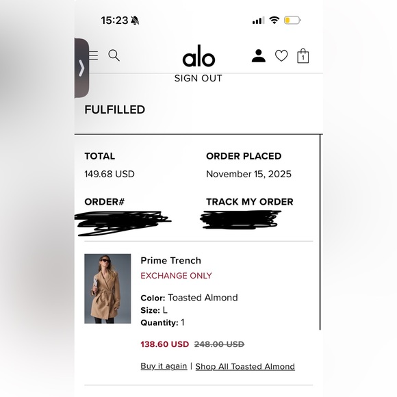 Alo Tan Trench Coat - Picture 7 of 7